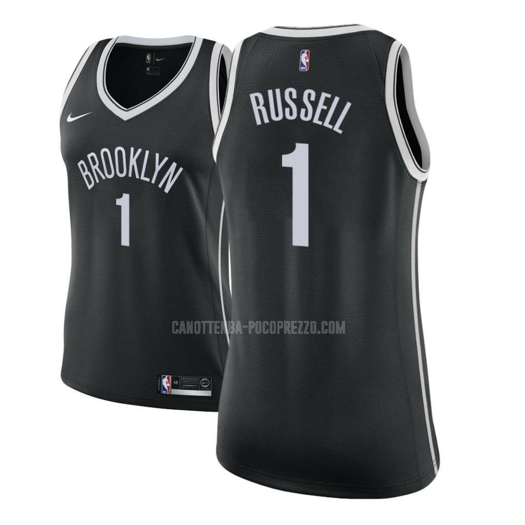 canotta brooklyn nets di d'angelo russell 1 donna nero icon 2017-18