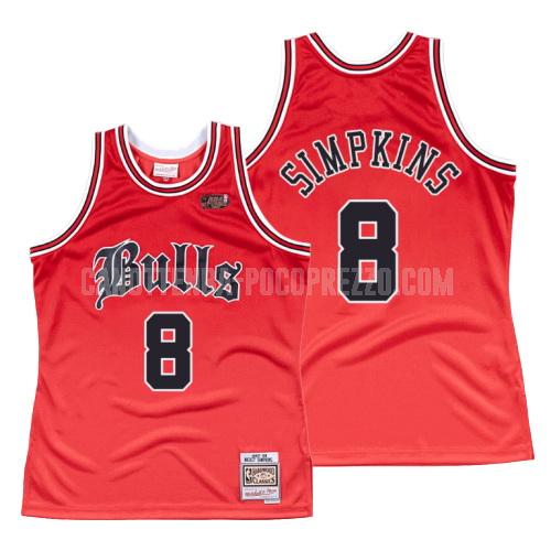 canotta chicago bulls di dickey simpkins 8 uomo rosso old english 1997-98
