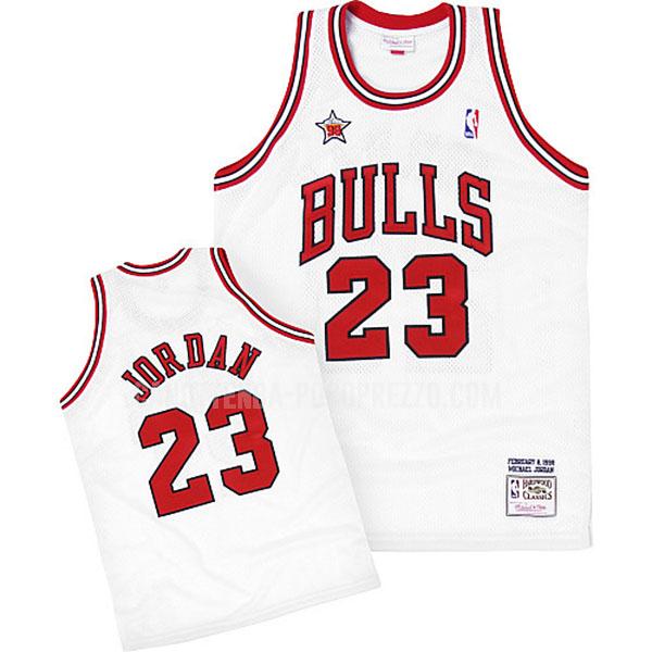 canotta chicago bulls di michael jordan 23 uomo bianco nba all-star 1998