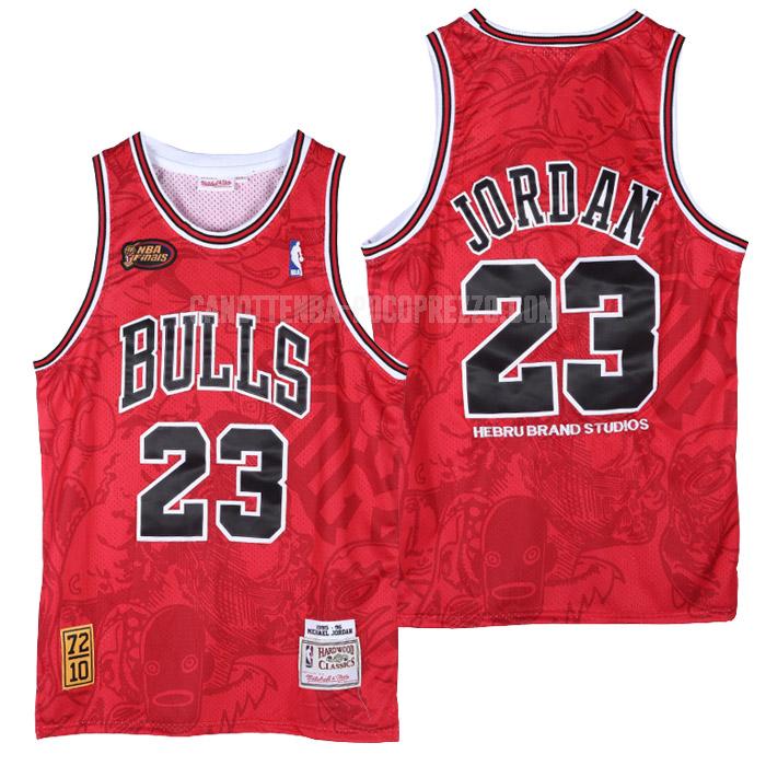 canotta chicago bulls di michael jordan 23 uomo rosso hebru brantley x m&n 1995-96