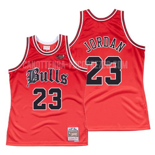 canotta chicago bulls di michael jordan 23 uomo rosso old english 1997-98