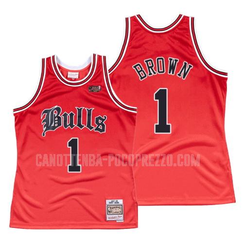 canotta chicago bulls di randy brown 1 uomo rosso old english 1997-98