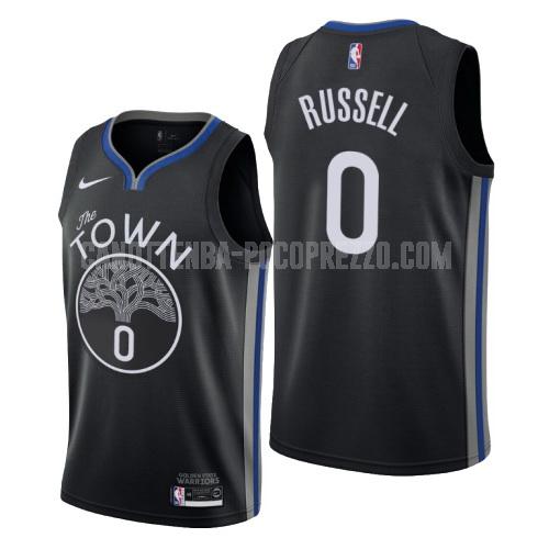 canotta golden state warriors di d'angelo russell 0 uomo nero city edition 2019-20