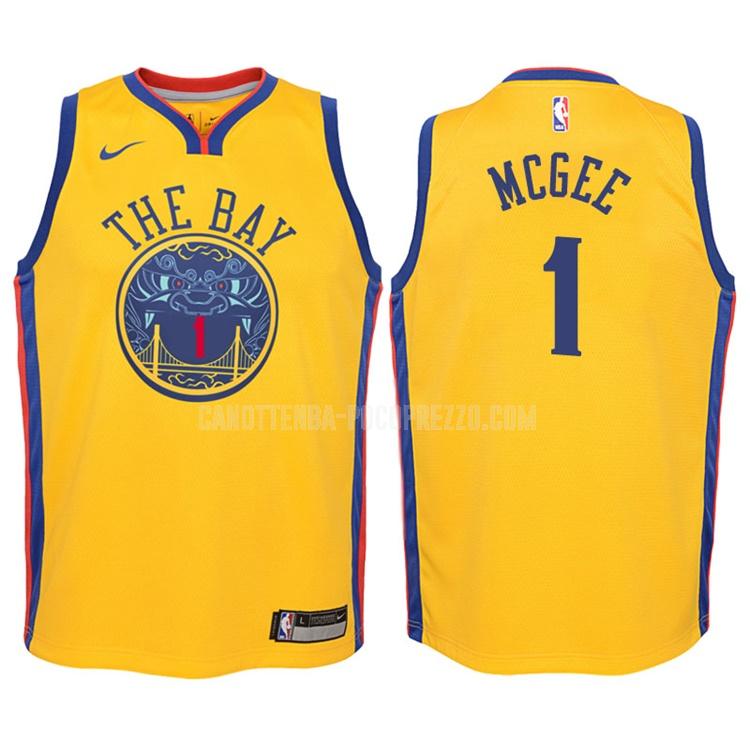 canotta golden state warriors di javale mcgee 1 bambini giallo city edition 2017-18