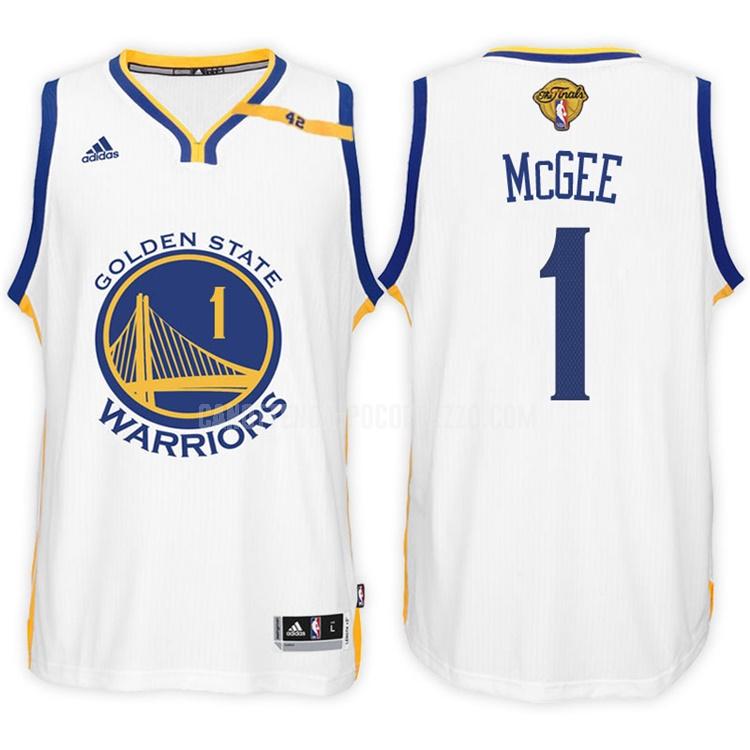 canotta golden state warriors di javale mcgee 1 uomo bianco nba finale patch home 2017
