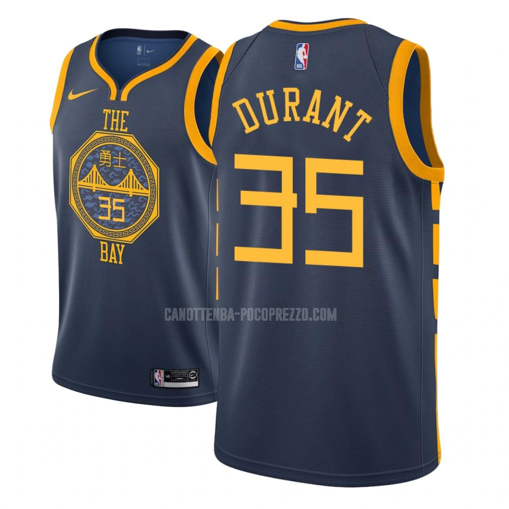 canotta golden state warriors di kevin durant 35 bambini blu navy city edition