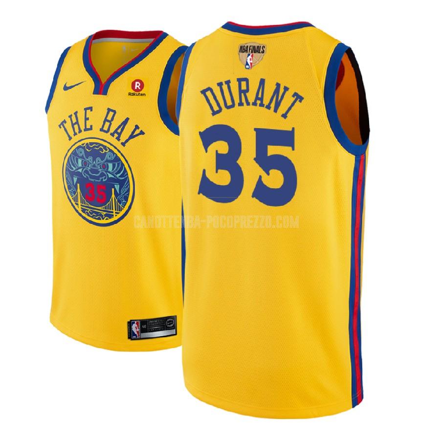 canotta golden state warriors di kevin durant 35 uomo giallo nba finale patch city edition 2018
