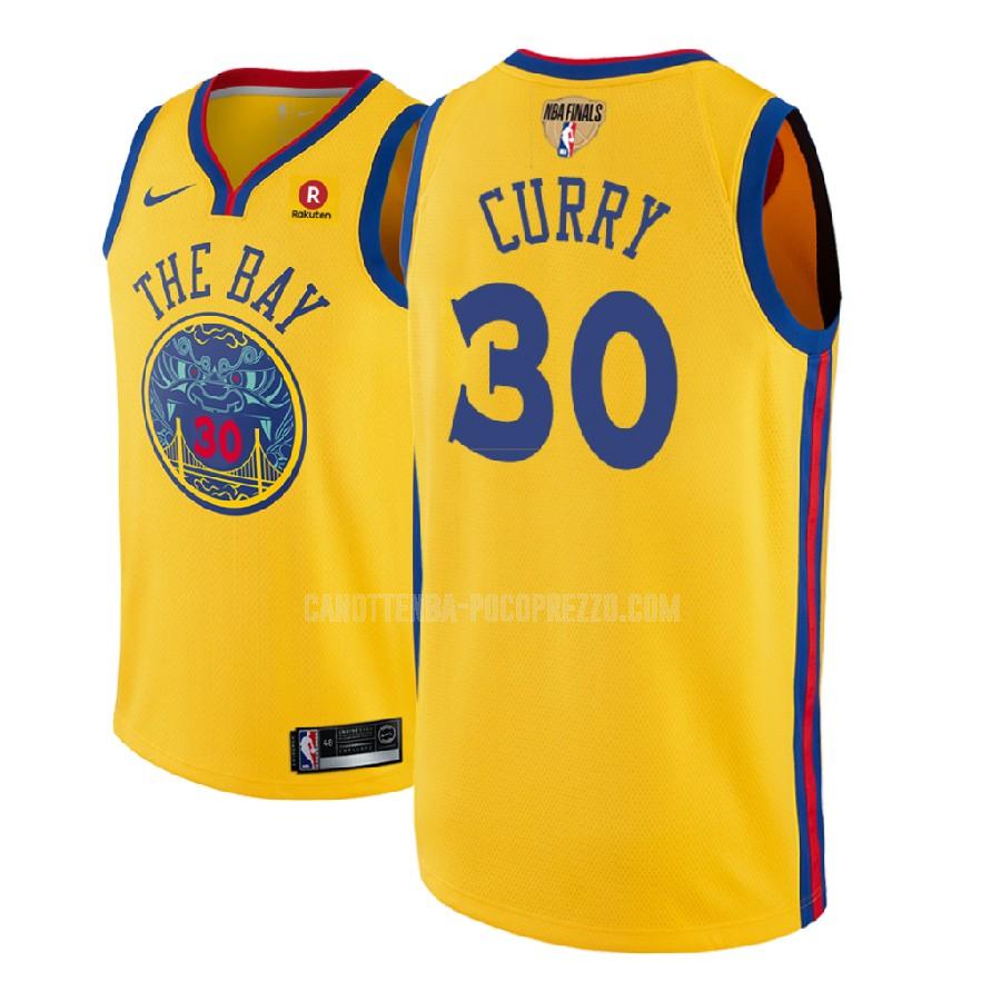 canotta golden state warriors di stephen curry 30 uomo giallo nba finale patch city edition 2018