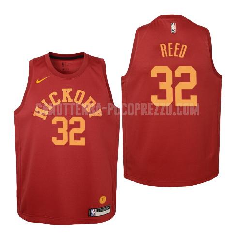 canotta indiana pacers di davon reed 32 bambini rosso hardwood classics 2018-19