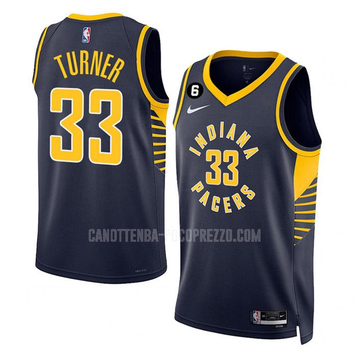 canotta indiana pacers di myles turner 33 uomo blu navy icon edition 2022-23