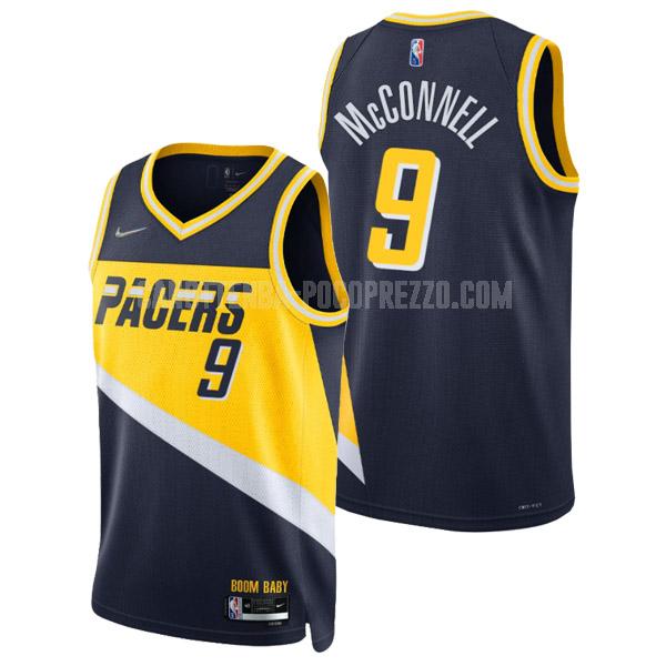 canotta indiana pacers di t.j. mcconnell 9 uomo blu navy 75 anniversario city edition 2021-22