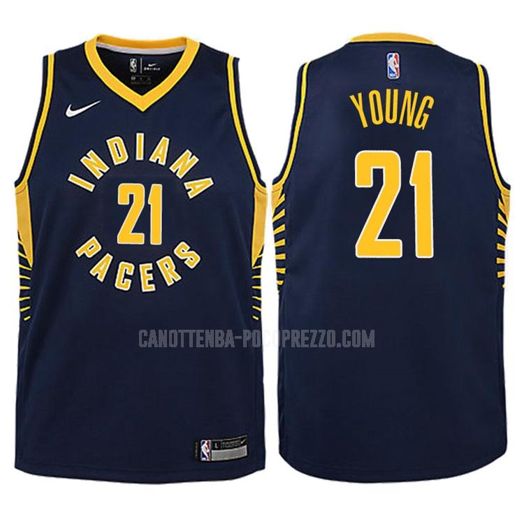 canotta indiana pacers di thaddeus young 21 bambini blu navy icon 2017-18