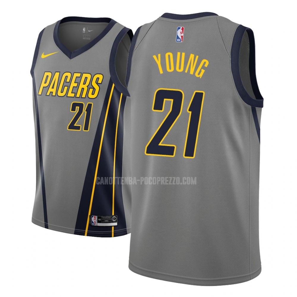 canotta indiana pacers di thaddeus young 21 bambini grigio city edition