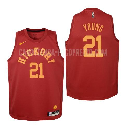 canotta indiana pacers di thaddeus young 21 bambini rosso hardwood classics 2018-19
