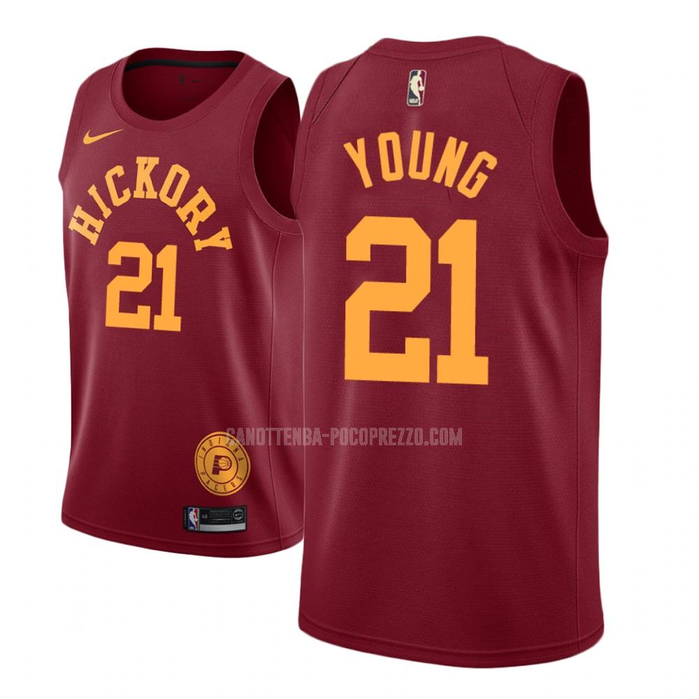 canotta indiana pacers di thaddeus young 21 uomo rosso hardwood classic