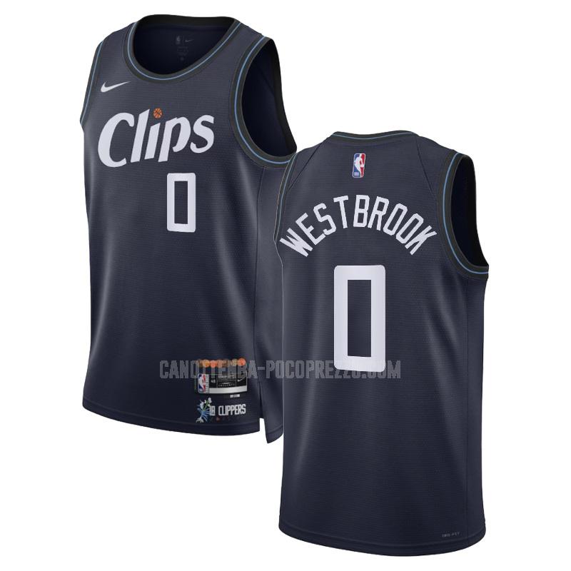 canotta los angeles clippers di russell westbrook 0 uomo blu navy city edition 2023-24