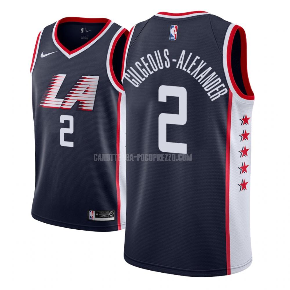 canotta los angeles clippers di shai gilgeous-alexander 2 uomo blu navy city edition