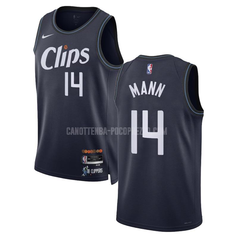 canotta los angeles clippers di terance mann 14 uomo blu navy city edition 2023-24
