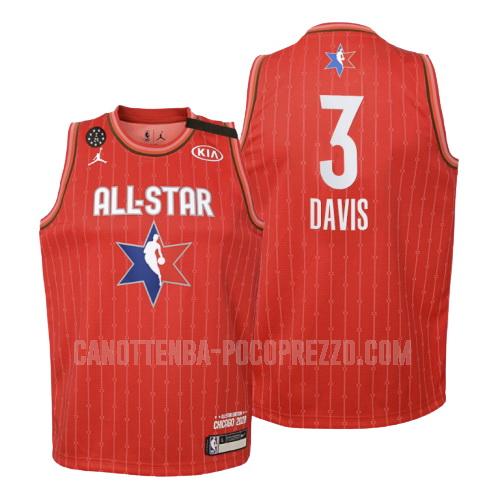 canotta los angeles lakers di anthony davis 3 bambini rosso nba all-star 2020