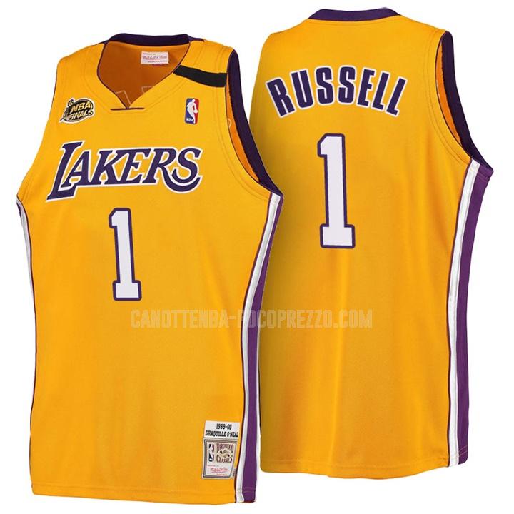 canotta los angeles lakers di d'angelo russell 1 uomo giallo hardwood classics