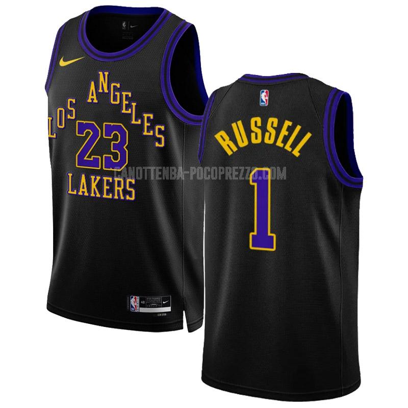 canotta los angeles lakers di d'angelo russell 1 uomo nero city edition 2023-24