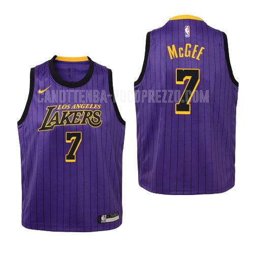 canotta los angeles lakers di javale mcgee 7 bambini viola city edition 2018-19