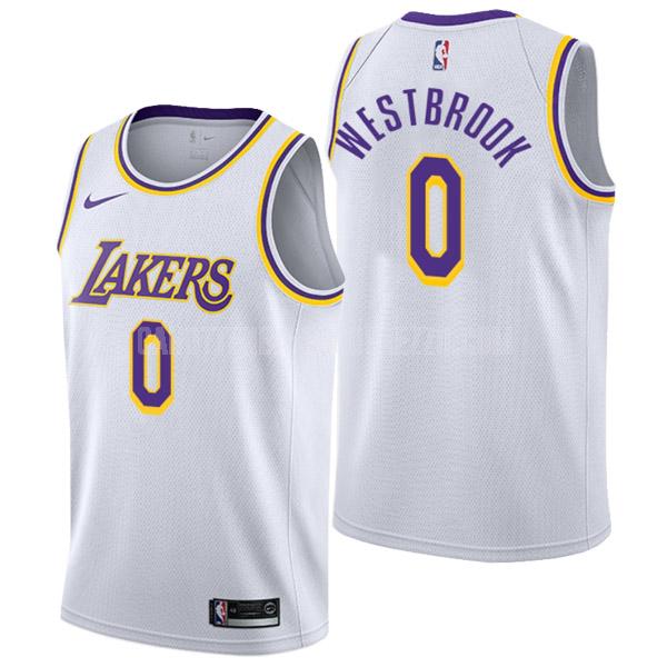 canotta los angeles lakers di russell westbrook 0 uomo bianco association edition