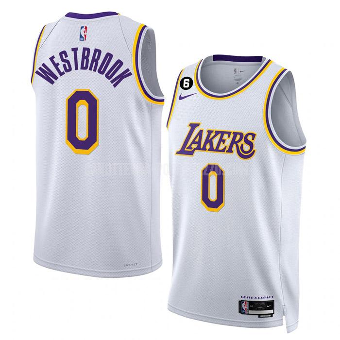 canotta los angeles lakers di russell westbrook 0 uomo bianco association edition 2022-23