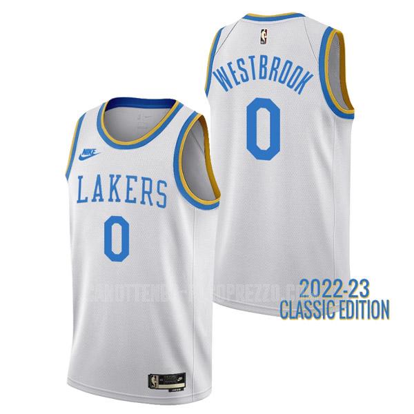 canotta los angeles lakers di russell westbrook 0 uomo bianco classic edition 2022-23