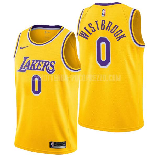 canotta los angeles lakers di russell westbrook 0 uomo giallo icon edition