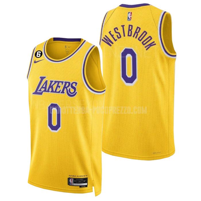 canotta los angeles lakers di russell westbrook 0 uomo giallo icon edition 2022-23