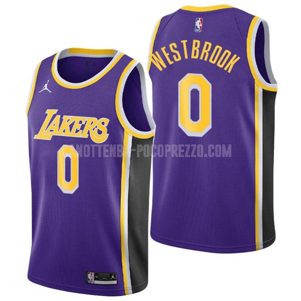 canotta los angeles lakers di russell westbrook 0 uomo viola statement edition