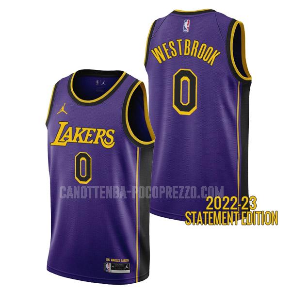 canotta los angeles lakers di russell westbrook 0 uomo viola statement edition 2022-23