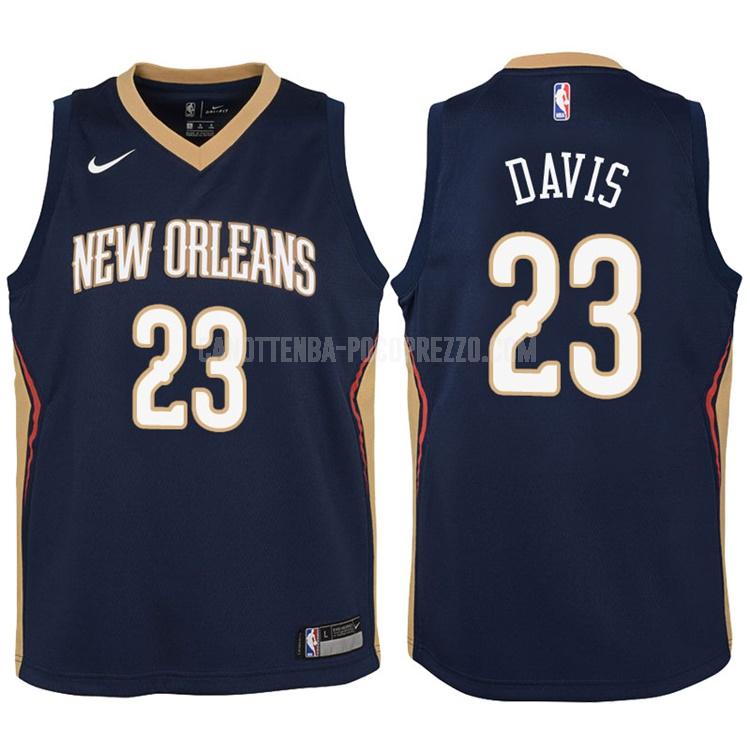 canotta new orleans pelicans di anthony davis 23 bambini blu navy icon 2017-18