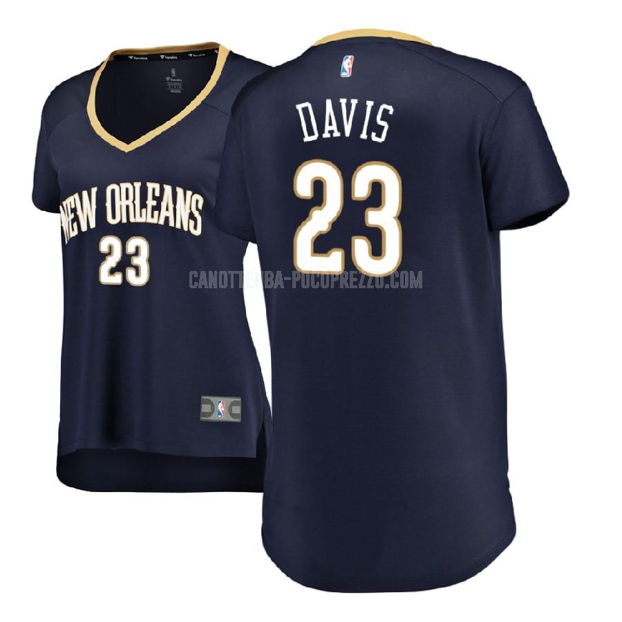 canotta new orleans pelicans di anthony davis 23 donna blu navy icon 2017-18