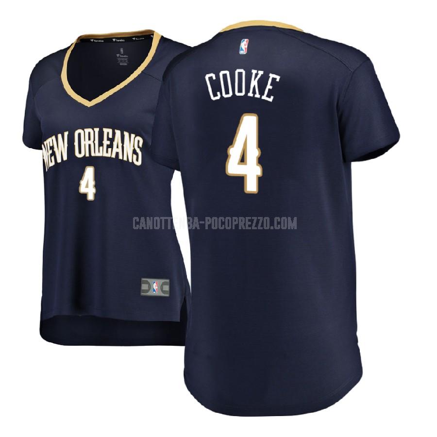 canotta new orleans pelicans di charles cooke 4 donna blu navy icon 2017-18