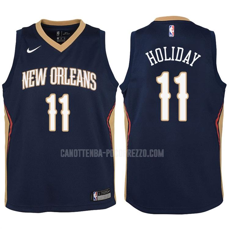 canotta new orleans pelicans di jrue holiday 11 bambini blu navy icon 2017-18