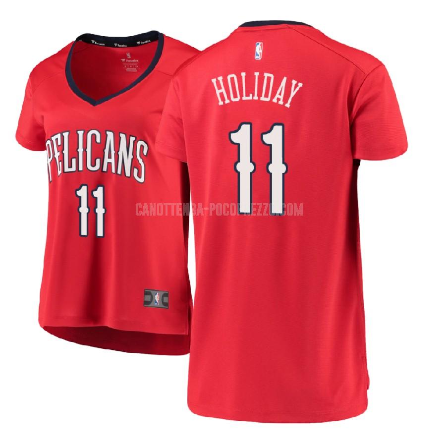 canotta new orleans pelicans di jrue holiday 11 donna rosso statement 2017-18