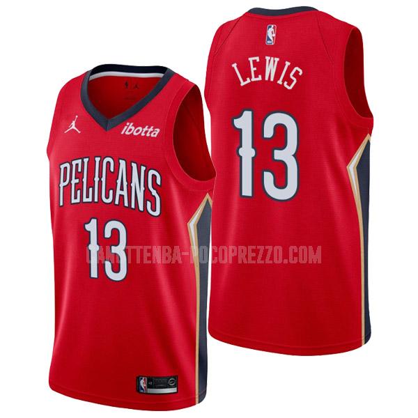 canotta new orleans pelicans di kira lewis jr 13 uomo rosso statement edition 2022-23