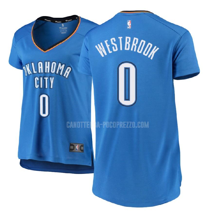 canotta oklahoma city thunder di russell westbrook 0 donna blu icon 2017-18