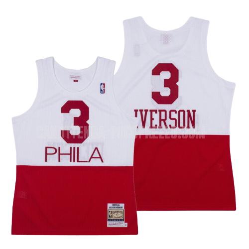 canotta philadelphia 76ers di allen iverson 3 uomo rosso bianco hardwood classics