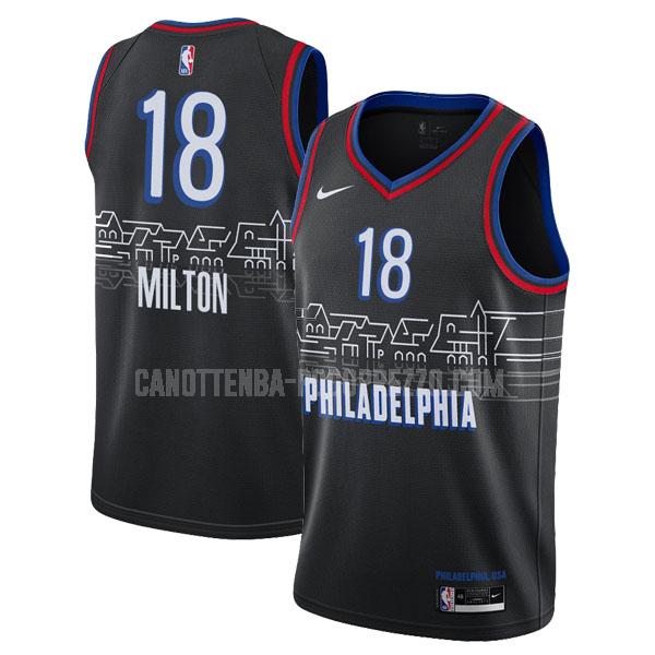canotta philadelphia 76ers di shake milton 18 uomo nero city edition 2020-21