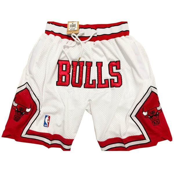 pantaloncini chicago bulls di bianco just don tasca-ricamo