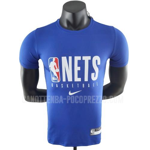 t-shirt da basket brooklyn nets di uomo blu 22822a16 2022-23