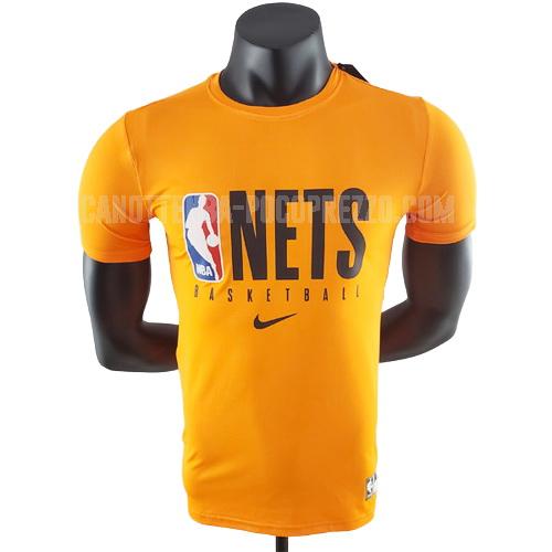 t-shirt da basket brooklyn nets di uomo giallo 22822a15 2022-23