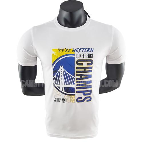 t-shirt da basket golden state warriors di uomo bianco 22822a21 western champions 2021-22